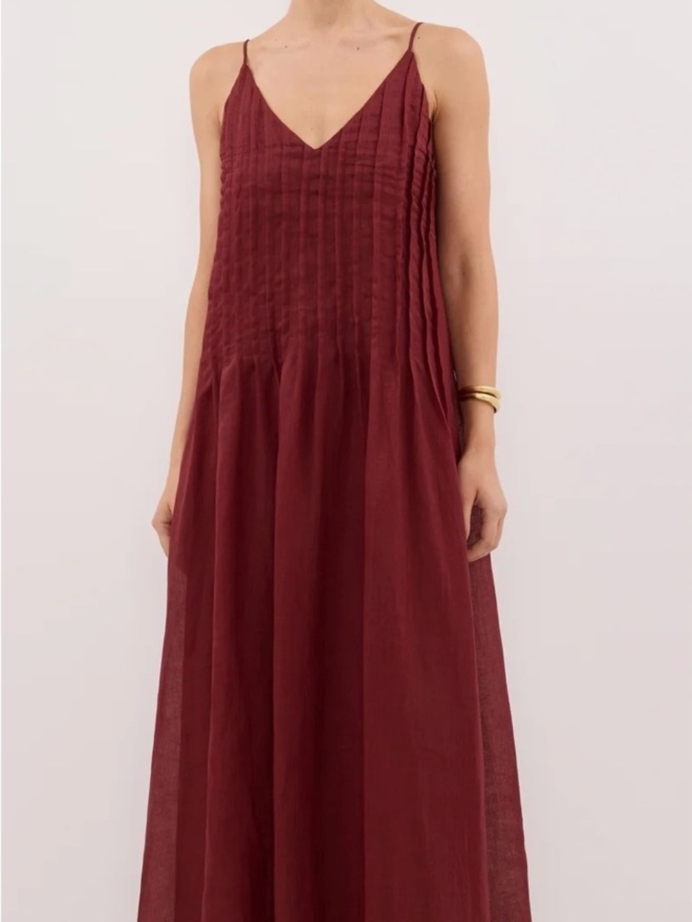 BNWT DISSH Burgundy Pintuck V-Neck Maxi Dress